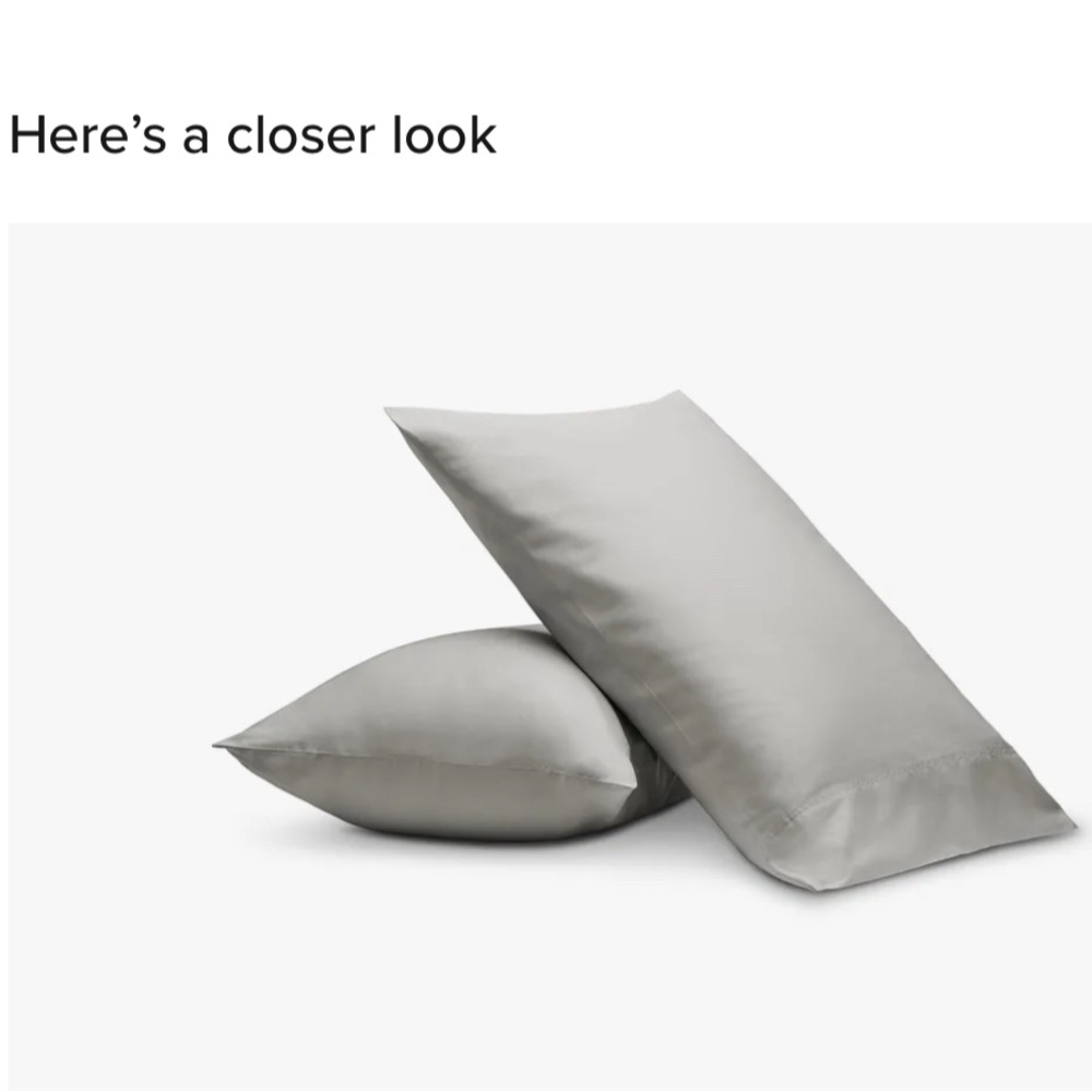 Brand New Rest & Renew Cotton Sateen Gray 300 Thread Set Of 2 Pillowcases